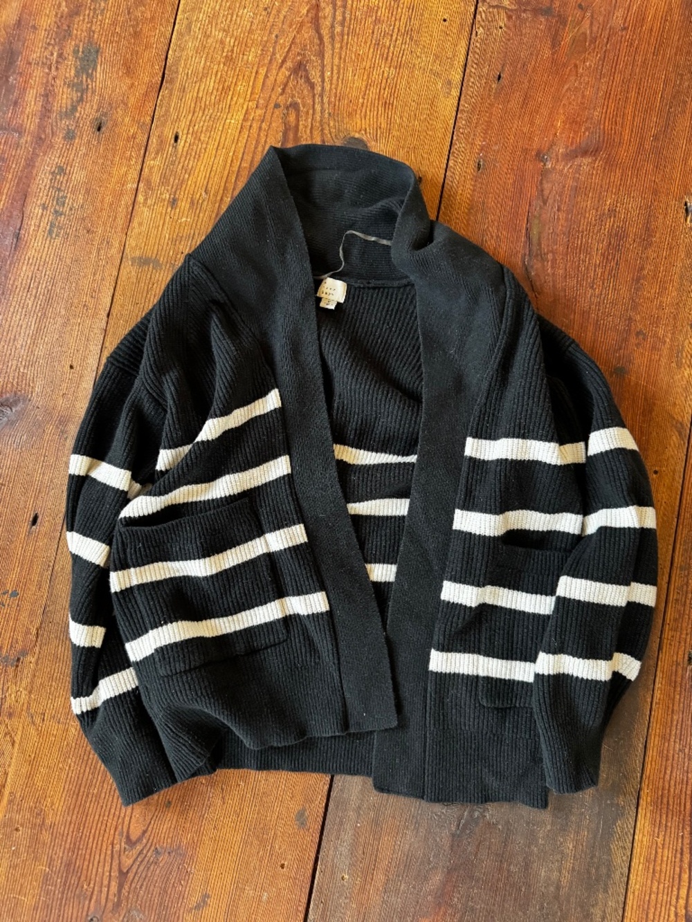 Black & White Striped Cardigan - Small